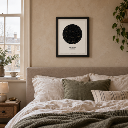 Personalised Star Map Print Print Float Mounted Frame — wider lifestyle view