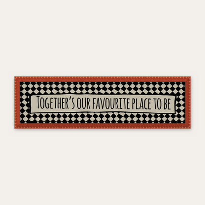Together's Our Favourite Place To Be panoramic print in a red bobbin frame
