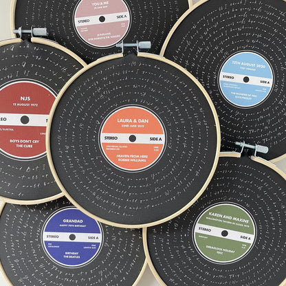Personalised Song Lyrics Vinyl Record Cotton Canvas Circular Frame