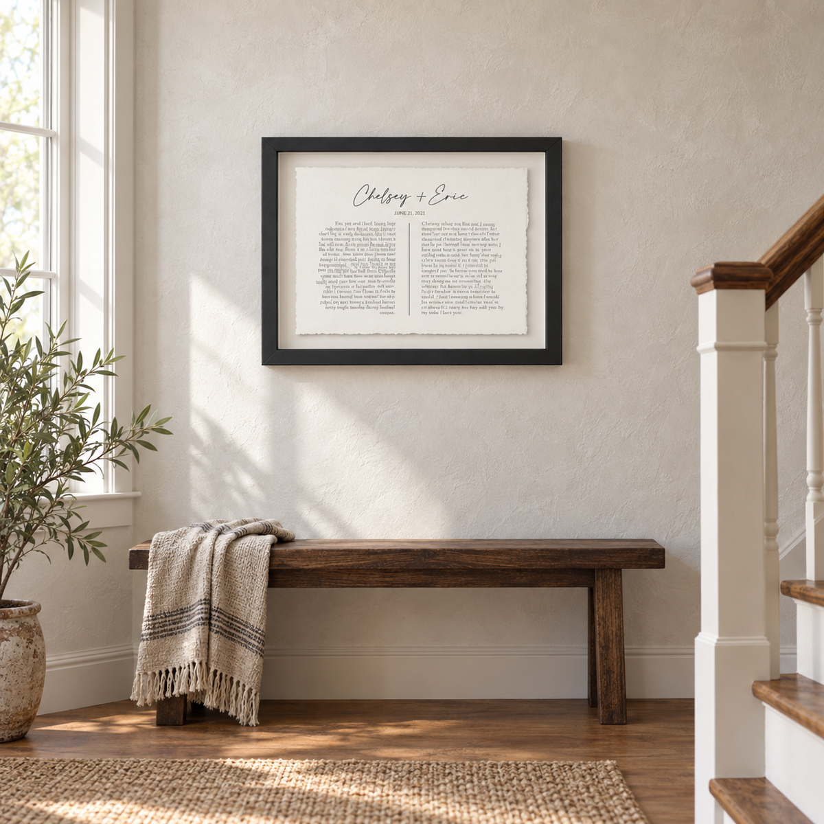 Personalised Wedding Vows Print Float Mounted Frame — wider lifestyle view