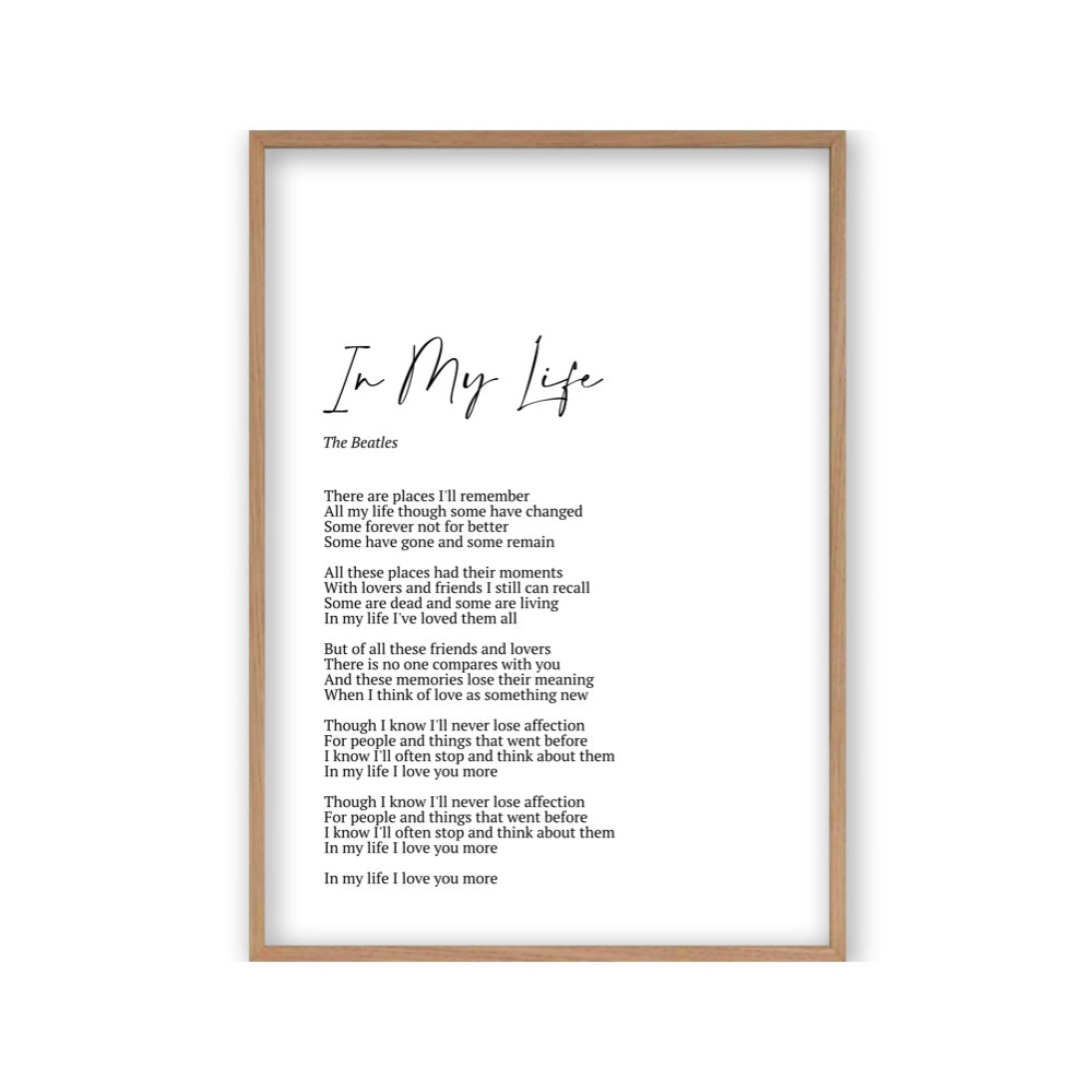 Personalised Song Lyrics Print