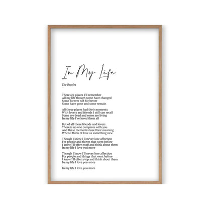 Personalised Song Lyrics Print