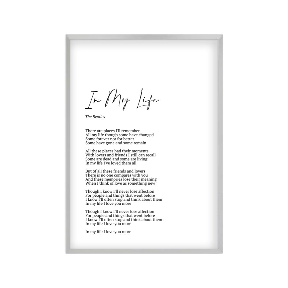 Personalised Song Lyrics Print