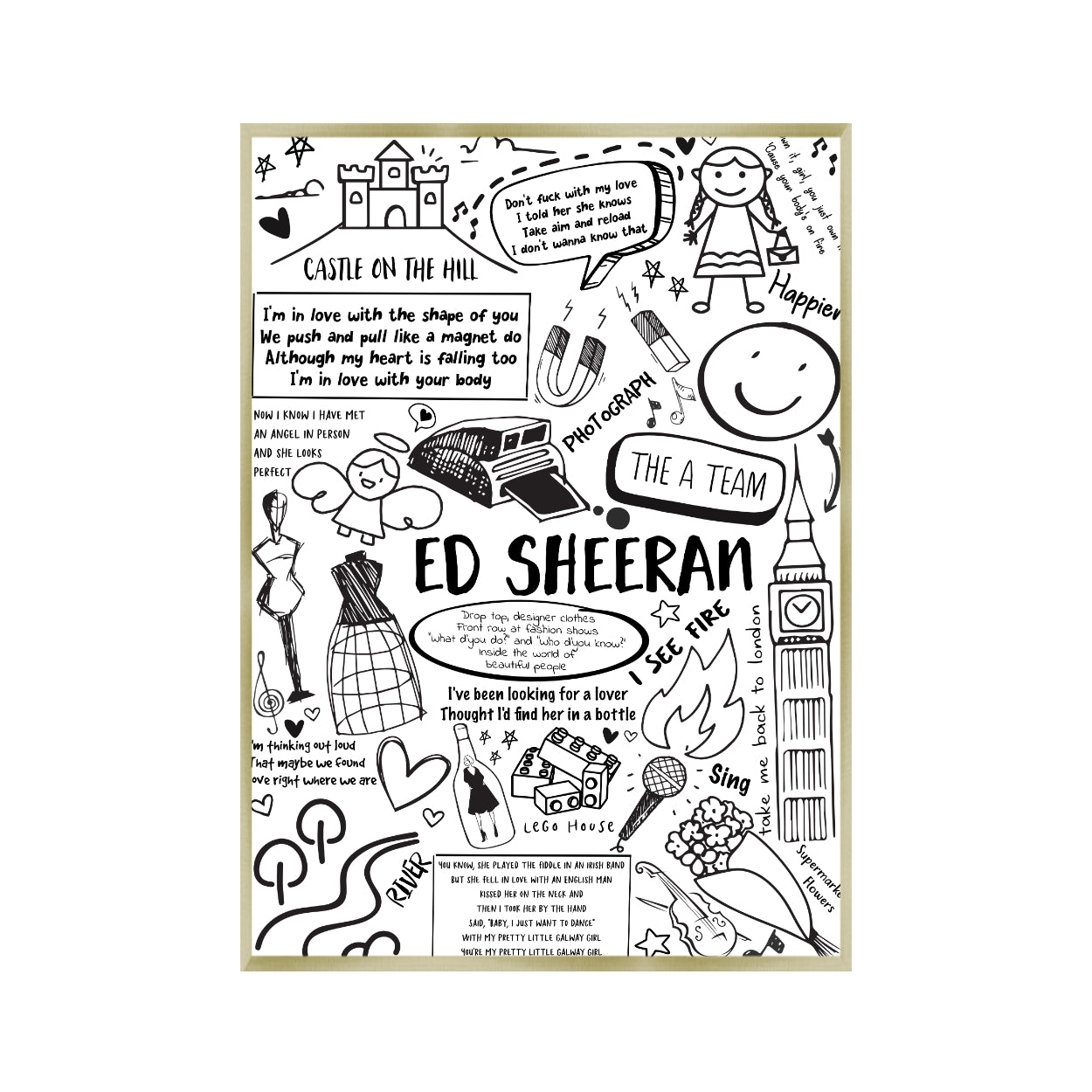 Ed Sheeran Song Lyric Album Print