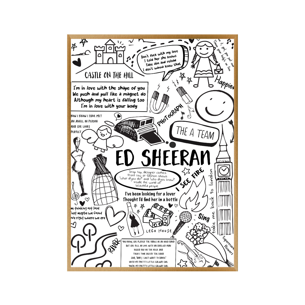 Ed Sheeran Song Lyric Album Print