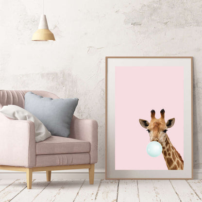 Bubblegum Giraffe Print