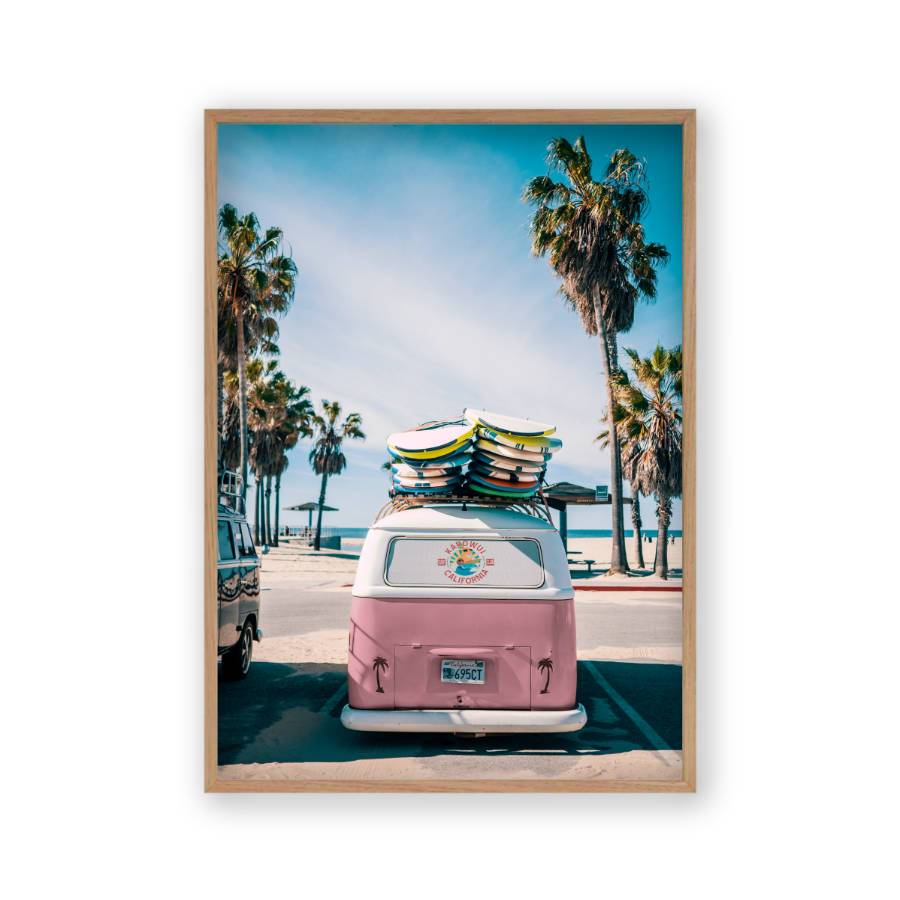 Camper Van Beach Pink Print - Blim & Blum