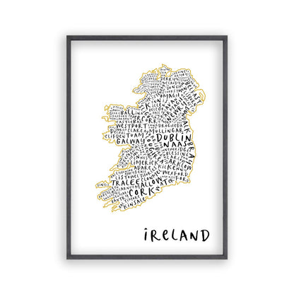 Ireland Typography Map Print