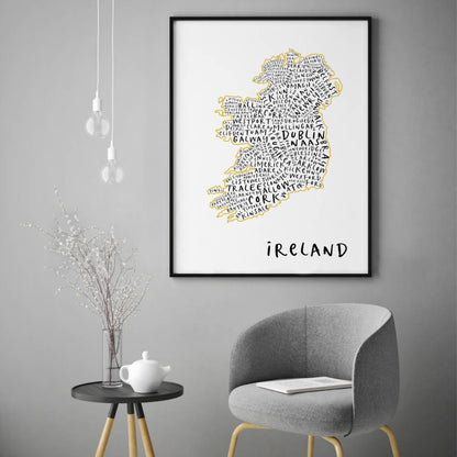 Ireland Typography Map Print