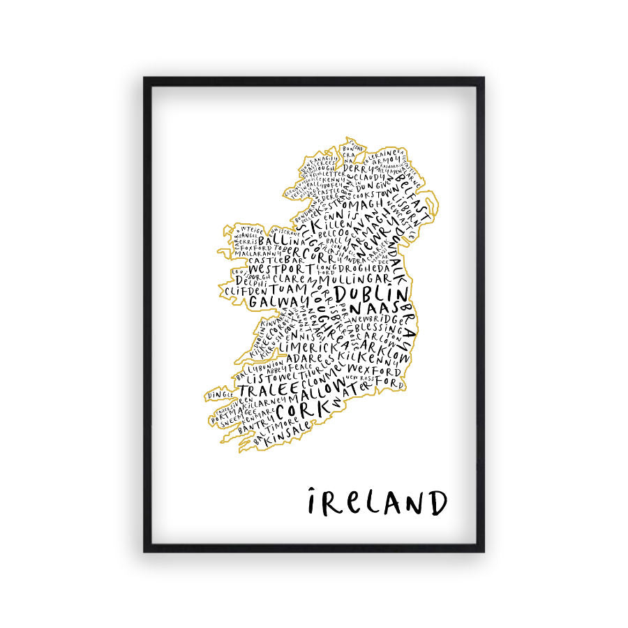 Ireland Typography Map Print