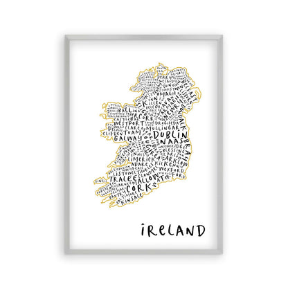Ireland Typography Map Print