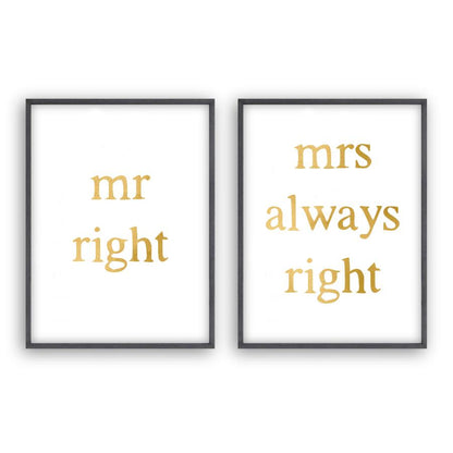 Mr Right Mrs Always Right - Set Of 2 Prints - Blim & Blum