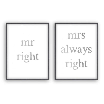 Mr Right Mrs Always Right - Set Of 2 Prints - Blim & Blum