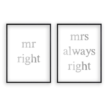 Mr Right Mrs Always Right - Set Of 2 Prints - Blim & Blum