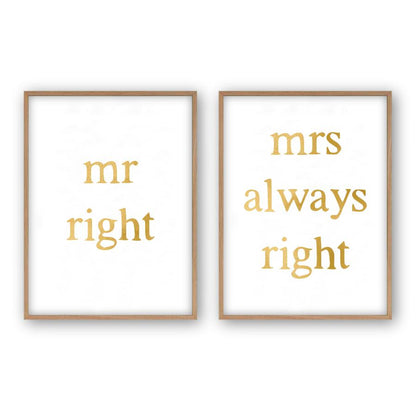 Mr Right Mrs Always Right - Set Of 2 Prints - Blim & Blum