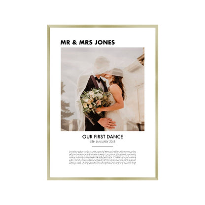 Personalised Song Lyrics And Photo Printed On Cotton