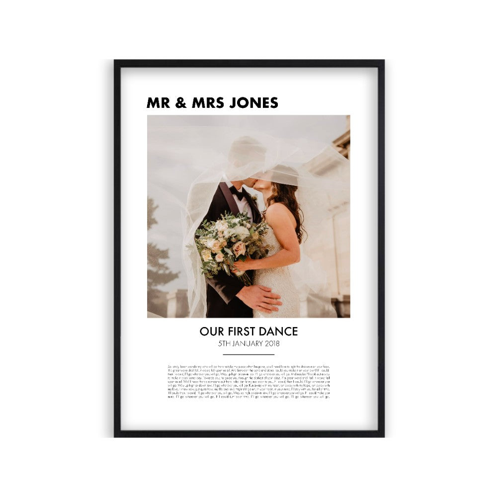 Personalised Song Lyrics And Photo Printed On Cotton