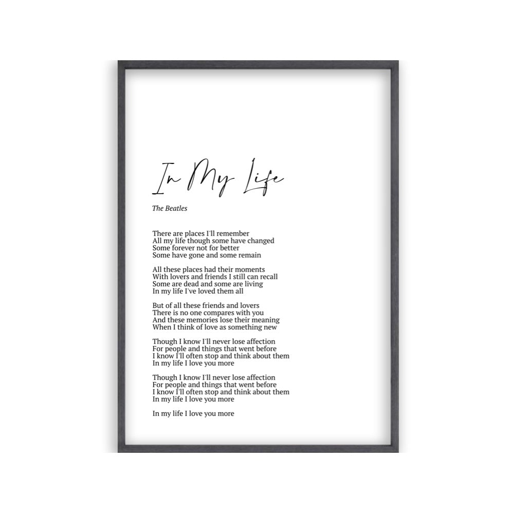 Personalised Song Lyrics Print