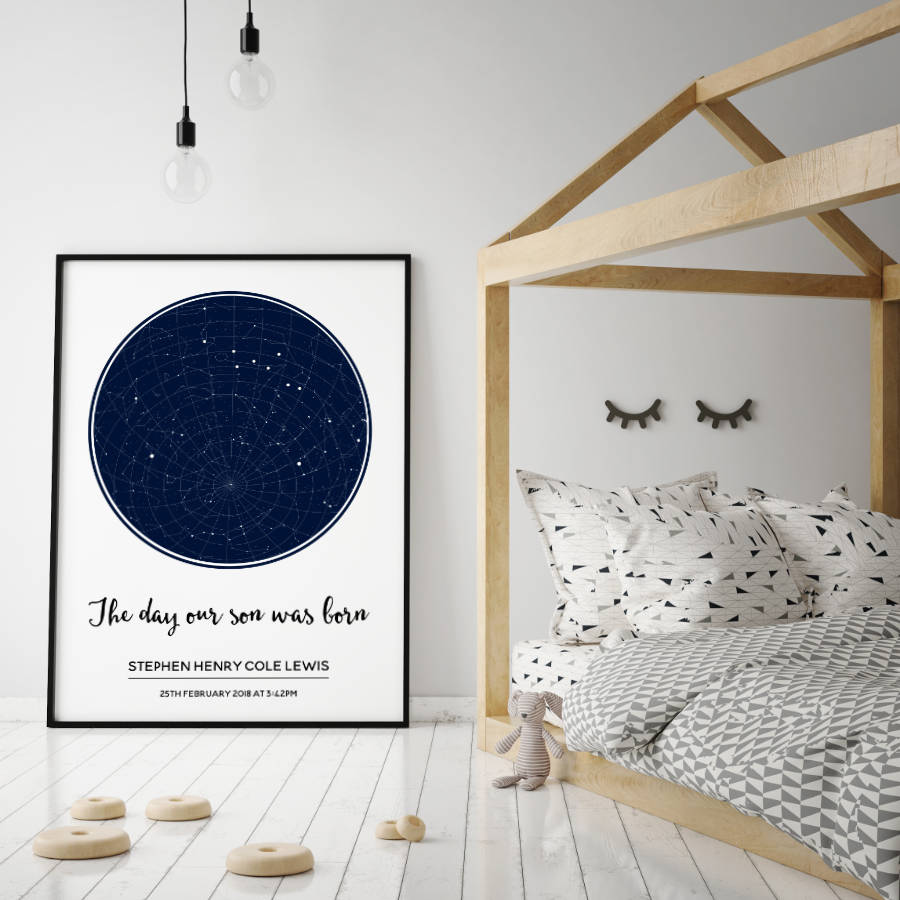 Personalised Stars Day You Were Born Baby Print