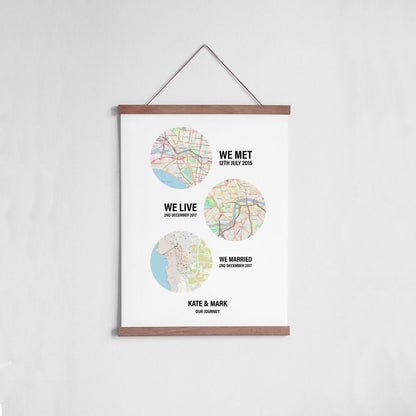 Personalised Couple Location Maps Print