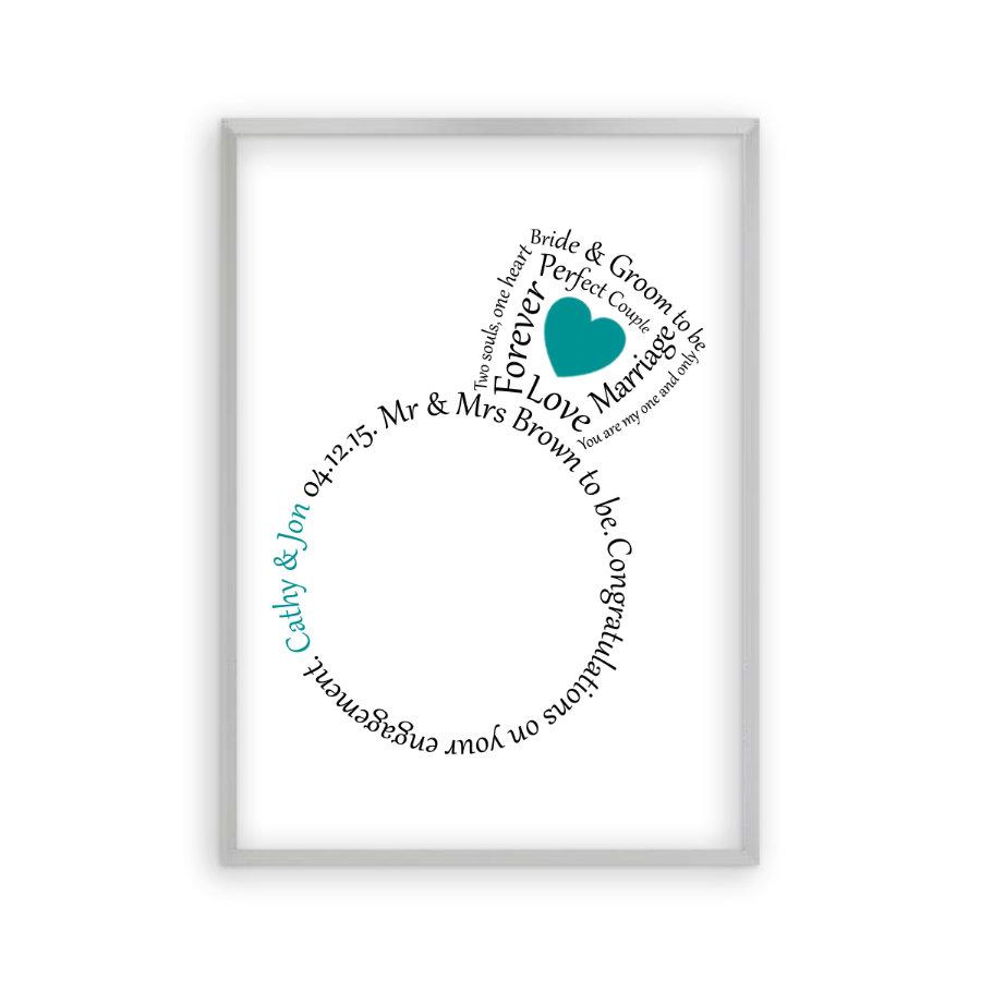 Personalised Engagement Ring Heart Print - Blim & Blum