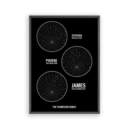 Personalised Family Star Maps Print