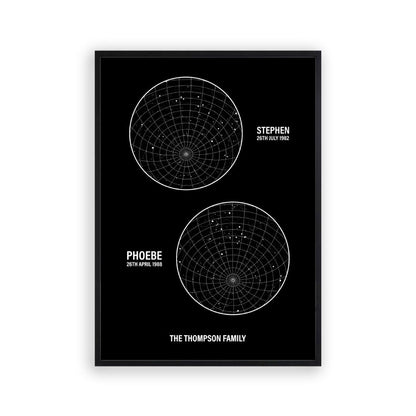 Personalised Family Star Maps Print