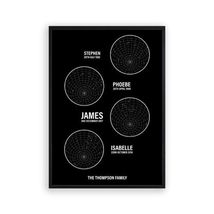 Personalised Family Star Maps Print