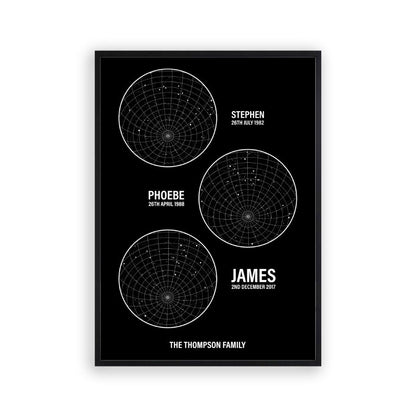 Personalised Family Star Maps Print