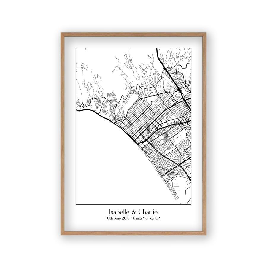 Personalised Favourite Location Couple Map B&W Print - Blim & Blum