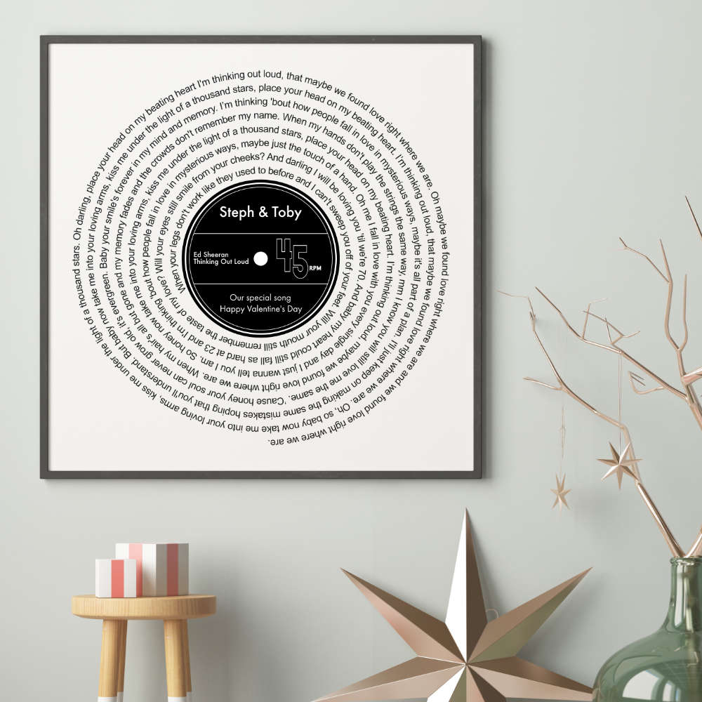 Personalised Vinyl Song Lyrics Record Print