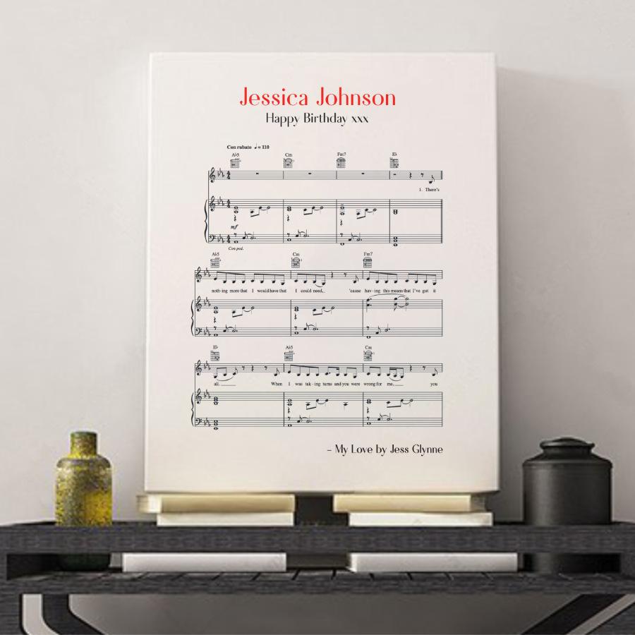 Personalised Favourite Song Music Sheet Notes Print - Blim & Blum