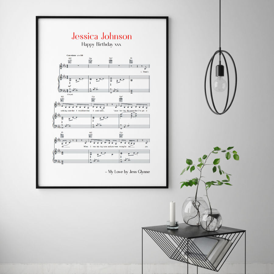 Personalised Favourite Song Music Sheet Notes Print