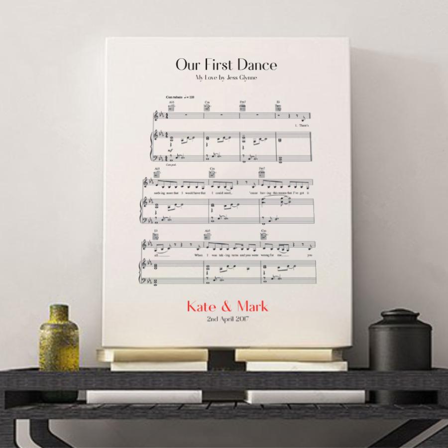 Personalised First Dance Wedding Music Sheet Notes Print - Blim & Blum