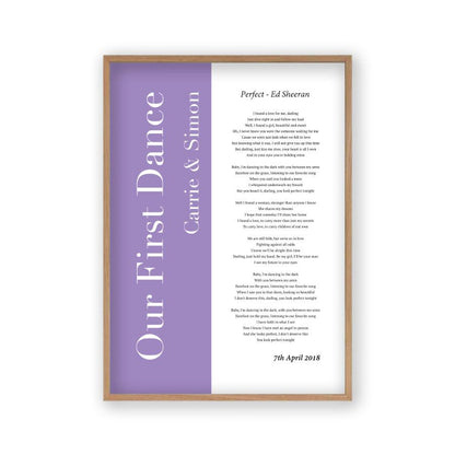 Personalised First Dance Wedding Song Lyrics Music Colour Block Print - Blim & Blum