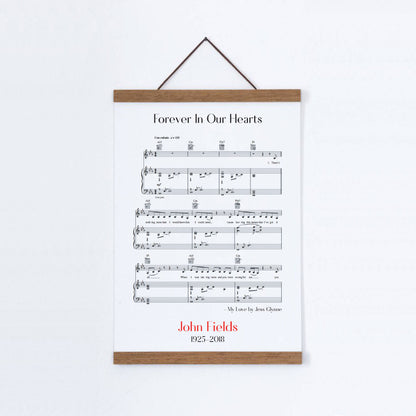 Personalised Funeral Memorial Song Sheet Music Print