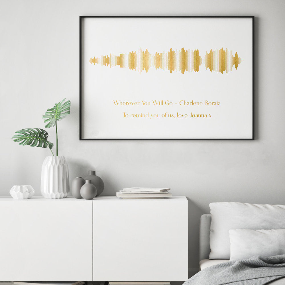 Personalised Gold Foil Favourite Song Sound Wave Print