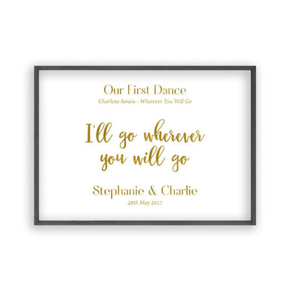Personalised Gold Foil Wedding Song Lyric Quote Print - Blim & Blum