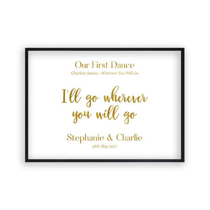 Personalised Gold Foil Wedding Song Lyric Quote Print - Blim & Blum