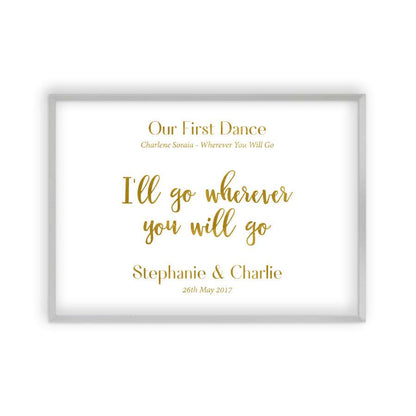 Personalised Gold Foil Wedding Song Lyric Quote Print - Blim & Blum