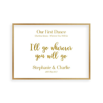 Personalised Gold Foil Wedding Song Lyric Quote Print - Blim & Blum