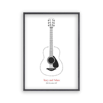 Personalised Guitar Song Lyrics Print - Blim & Blum