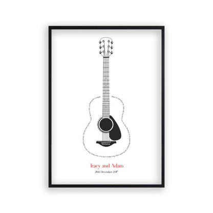 Personalised Guitar Song Lyrics Print - Blim & Blum