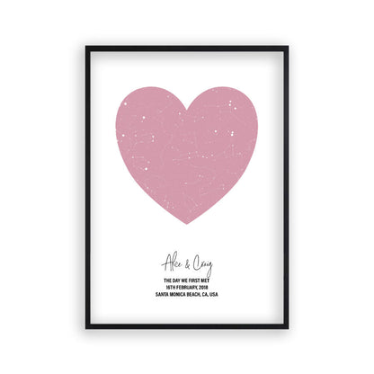 Personalised Heart Star Map Print
