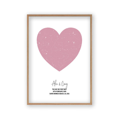 Personalised Heart Star Map Print