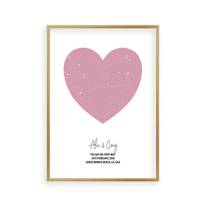 Personalised Heart Star Map Print