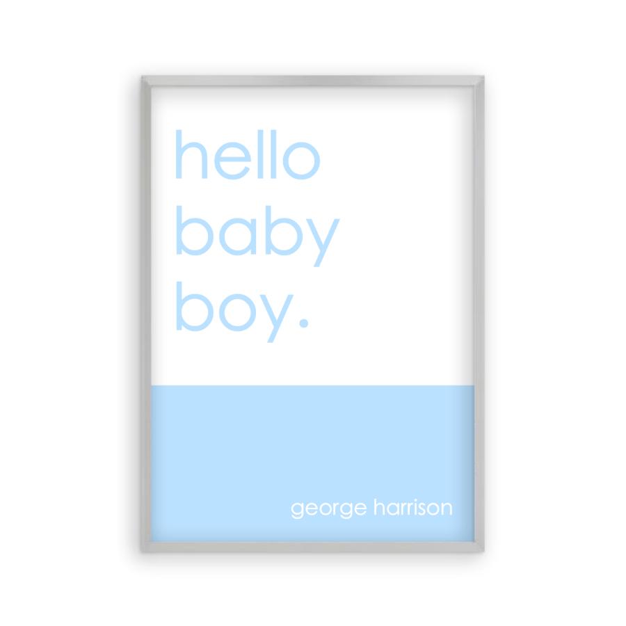Personalised Hello Baby Boy Print - Blim & Blum