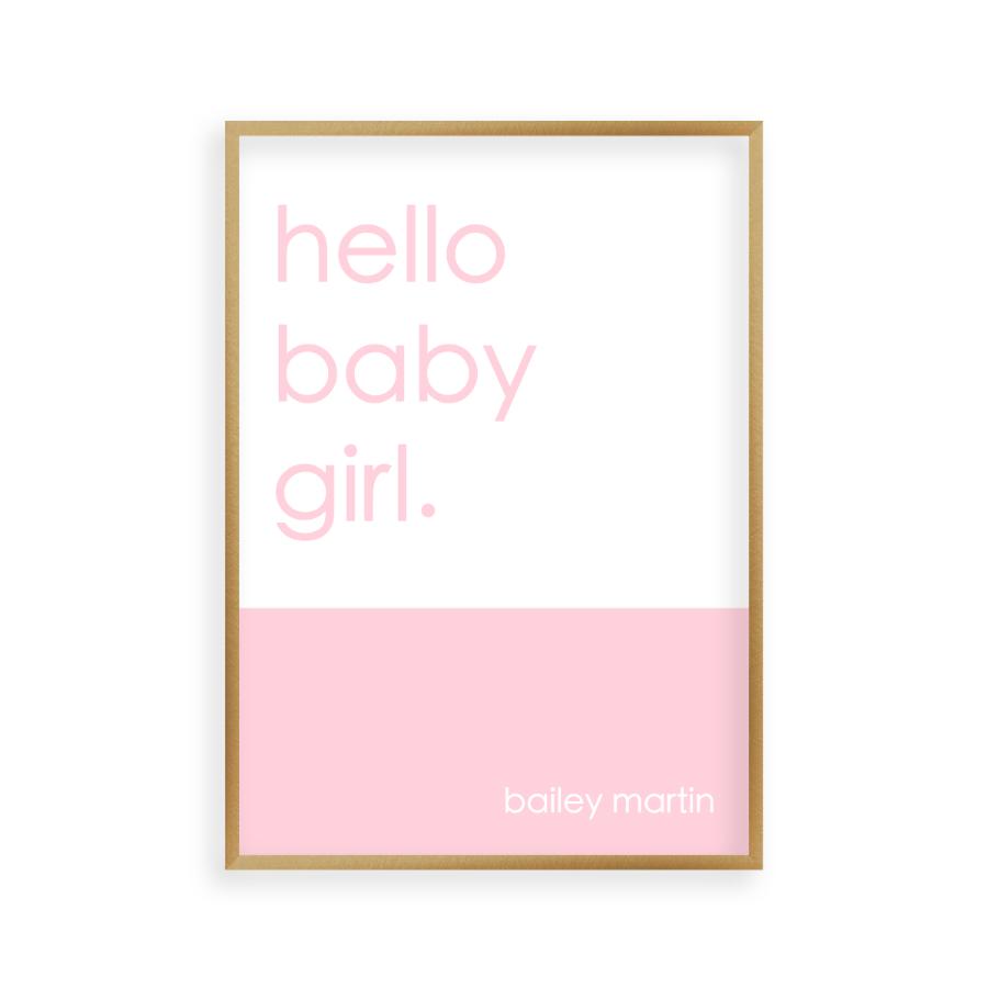 Personalised Hello Baby Girl Print - Blim & Blum