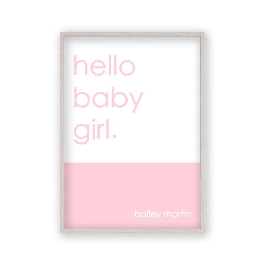 Personalised Hello Baby Girl Print - Blim & Blum