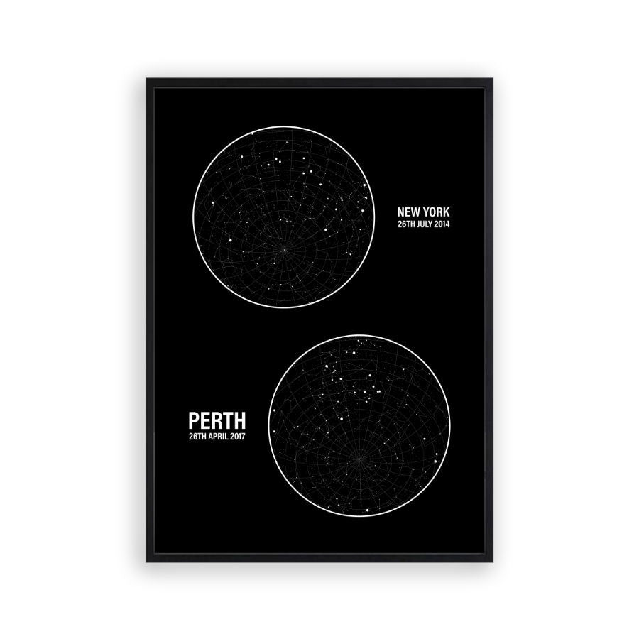 Personalised Star Map Multiple Locations Print